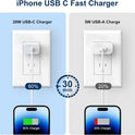 iPhone Charger Fast Charging,20W PD USB C Wall Charger 4 Pack with 6FT Fast Charging Cable - Fast Charger for iPhone 14/14 Pro Max/13/13 Pro/12/12 Pro/11/11 Pro/XS, iPad