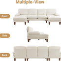 VINGLI 110" Sectional Couches for Living Room,U Shaped Couch with Double Chaise, 4-Seat Sofa Set with Chenille Fabric for Home Furniture,Beige