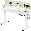 Veken 55 Inch Large Electric Standing Desk,Sit to Stand Up, Heights Adjustable, Work Home Office Computer Table for Study, Walking Pad, Writing, and Games, Wooden Desktop Desks, White