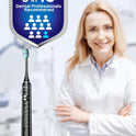 COSLUS Sonic Electric Toothbrush for Adults: 47000 VPM for Deep Cleaning & Whitening with Travel Case - 5 Modes for Sensitive Teeth & Braces, Wireless Charging, 6 Brush Heads for Home Family, Black