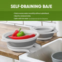 Collapsible Colanders (3 Pack Set) Food Strainers with Over-Sink Water Draining Base for Pasta Fruits and Vegetables (Patent Pending) White (3 Sizes, 3QT, 4QT and 5 Quart)