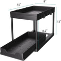 DEKAVA Under Sink Organizer 2 Pack, Bathroom Cabinet Organizer, 2 Tier Sliding Cabinet Basket Organizer Drawer, Multi-Purpose Bath Collection Baskets for Bathroom (Black)