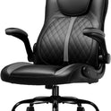 GTRACING Office Computer Gaming Chair Ergonomic Desk Chair for Adults with Lumbar Support Flip-Up Arms Adjustable Height Swivel Wheels PU Leather Executive Design for Short People Use, Gray