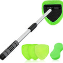 XINDELL 29-inch Windshield Cleaner Tool – Car Interior Window Cleaning Kit with Extended Long Handle & 4 Microfiber Pads, Auto Wiper Windshield Brush for Car, Trucks, SUVs, RVs & Home