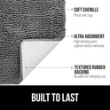 GORILLA GRIP Bath Rug Mat, Thick Soft Absorbent Chenille, Quick Dry Microfiber Mats, Rubber Backing Washable Shower Floor Rugs, Bathmat Runner, US Designed Bathroom Home Decor Accessories 24x17, Grey