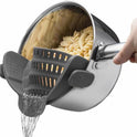 Kitchen Gizmo Snap N' Strain - Silicone Pasta Strainer Clip-On for Pots and Pans - Heat Resistant Colander for Vegetables and Noodles - Kitchen Gadgets for Cooking - Space-Saving Design - Gray