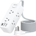 Power Strip Surge Protector, BESHON 5Ft Extension Cord, 6 Outlets with 4 USB Ports (2 USB C Outlet), 3-Side Outlet Extender, Wall Mount, Compact for Travel, Home, School, College Dorm Room and Office