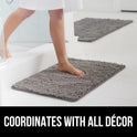 GORILLA GRIP Bath Rug Mat, Thick Soft Absorbent Chenille, Quick Dry Microfiber Mats, Rubber Backing Washable Shower Floor Rugs, Bathmat Runner, US Designed Bathroom Home Decor Accessories 24x17, Grey
