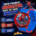 Marvel Spider-Man Kids' LCD Watch – Flashing LED Bullet Band, Digital Time Display, Red & Blue Design, Durable Plastic Case, Adjustable Silicone Strap – Fits Wrists 5.5" to 8"