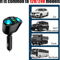 Car Cigarette Lighter Splitter, 2-Socket Cigarette Lighter Adapter with LED Voltmeter, Dual USB QC3.0 Type-C 20W PD Fast Car Charger, 12V/24V Splitter Adapter for Smart Phone GPS Dash Cam