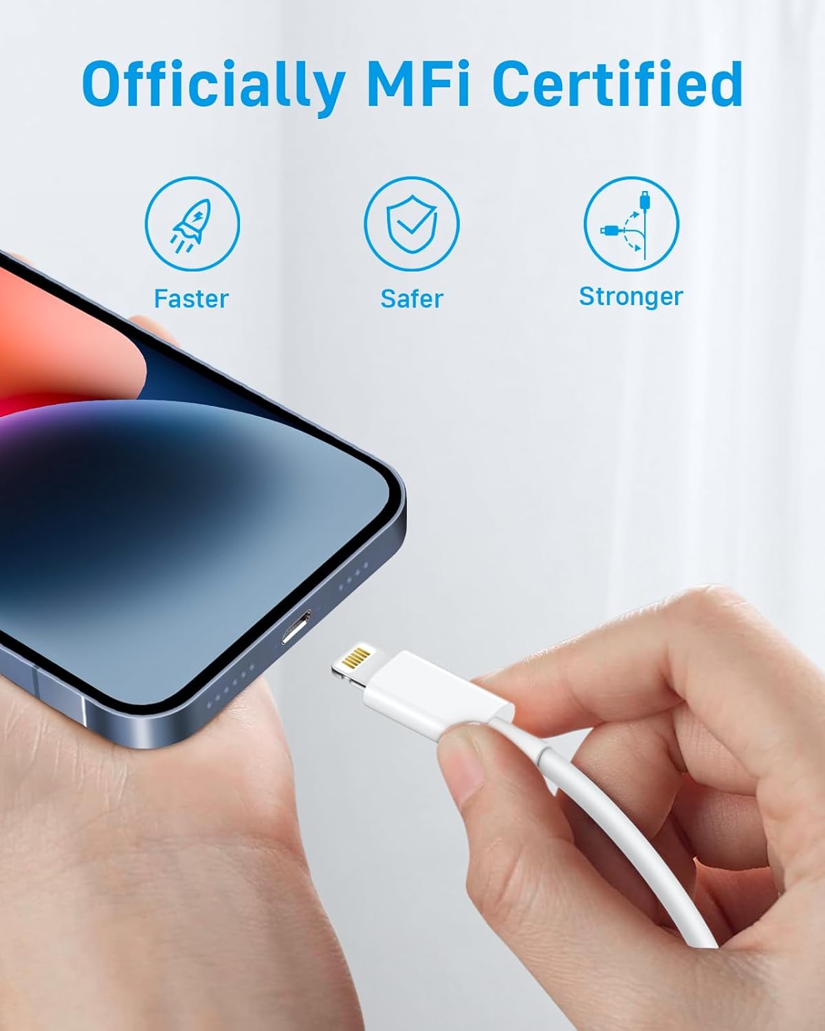 i Phone Charger 10Ft Fast Charging, MFi-Certified, 20W PD Block with 10Ft Cable, Type C Travel Plug & Ligt ning Cord for i Phone 14/13/12/11, i Pad & More [2 Pack]