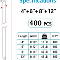 Zip Ties Assorted Sizes(4”+6”+8”+12”), 400 Pack, Black Cable Ties, UV Resistant Wire Ties by ANOSON - Cart Shape