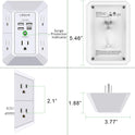 USB Wall Charger, Surge Protector, QINLIANF 5 Outlet Extender with 4 USB Charging Ports (4.8A Total) 3-Sided 1680J Power Strip Multi Plug Outlets Wall Adapter Spaced for Home Travel Office(2U2C),White