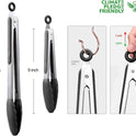 HOTEC Premium Stainless Steel Locking Kitchen Tongs with Silicon Tips, Set of 2-9" and 12"