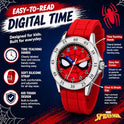 Spiderman Time Teacher Watch for Kids - Red Silicone Strap, Easy-to-Read Dial, Water Resistant, with Special Tin