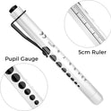 RISEMART Pen Lights for Nurses, 2 Pack Reusable Medical Light with Pupil Gauge and Ruler, White Light LED Penlight for Student Doctors EMT (Black/White)