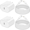 i Phone Charger 10Ft Fast Charging, MFi-Certified, 20W PD Block with 10Ft Cable, Type C Travel Plug & Ligt ning Cord for i Phone 14/13/12/11, i Pad & More [2 Pack]
