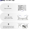 Folding Table 6ft Portable Heavy Duty Plastic Fold-in-Half Utility Foldable Table Plastic Dining Indoor Outdoor for Camping, Picnic and Party, White