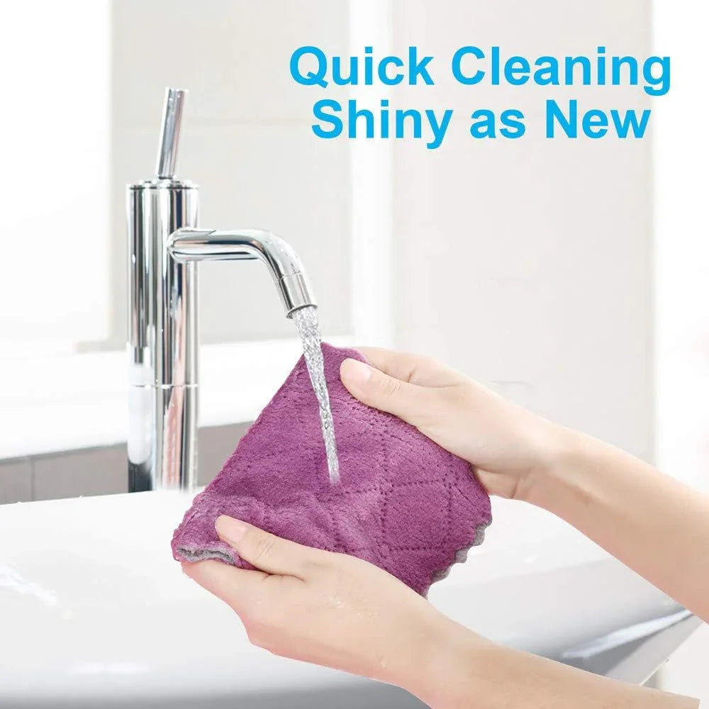 12PCS Double-Sided Microfiber Kitchen Towels, Reusable Cleaning Cloths 10x6 - Cart Shape