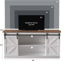 JUMMICO TV Stand for 65 Inch TV, Entertainment Center with Storage Cabinets and Sliding Barn Doors, Mid Century Modern Media TV Console Table for Living Room Bedroom (Bright White)