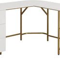 Techni Mobili L Shaped Desk - Two-Toned Computer Desk with Drawers & Storage Shelves - Simple Modern Furniture & Home Office Space Corner Table for Work & Writing