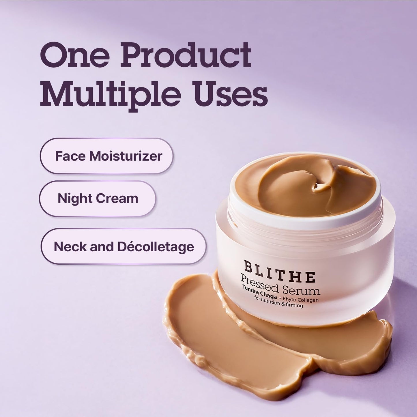 BLITHE Pressed Serum Chaga Mushroom - Advanced Skin Tightening Cream for Face, Face Tightening and Lifting Formula for a Natural Face Lift 0.91 fl oz