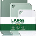 Plastic Cutting Board Set of 3-Cutting Boards for Kitchen BPA Free, Large-Small Chopping Boards Non-Slip for Cooking Camping Dishwasher Safe, Reversible, with Grip Handle, 15"×10"×0.6" Green