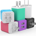 6Pack USB Wall Charger, iGENJUN 2.4A Dual USB Port Cube Power Plug Adapter Fast Phone Charger Block Charging Box Brick for iPhone 17/17 Pro/17 Pro Max/16, Samsung Galaxy, Pixel, LG, Android-Colorful