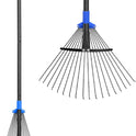 Adjustable Metal Leaf Rake Long Handle, Garden Rakes for Lawns Heavy Duty Leaves with Expandable Head 8-17", Yard Women Kids Rake for Gardening RV Camping