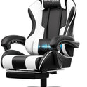 GTPLAYER Gaming Chair, Computer Chair with Footrest and Lumbar Support, Height Adjustable Game Chair with 360°-Swivel Seat and Headrest and for Office or Gaming (White)