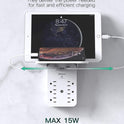 Wall Outlet Extender with Surge Protector, 6 AC Outlets, Shelf, 2 USB & USB C Charging Ports - Home & Dorm Plug Expander