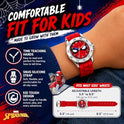 Spiderman Time Teacher Watch for Kids - Red Silicone Strap, Easy-to-Read Dial, Water Resistant, with Special Tin