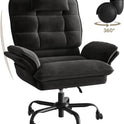 Bestier Cross Legged Office Chair, Criss Cross Chair with Adjustable Arms, 135° Reclining Velet Executive Chair with Wheels, Big and Tall Computer Desk Chair for Home, Office - Black