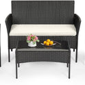 FDW | 4-Piece Patio Furniture Set | Black | Outdoor Wicker Furniture with Coffee Table | Modern Rattan Chairs Conversation Set | Outdoor Seating | Weather-Resistant | for Porch, Garden, Lawn