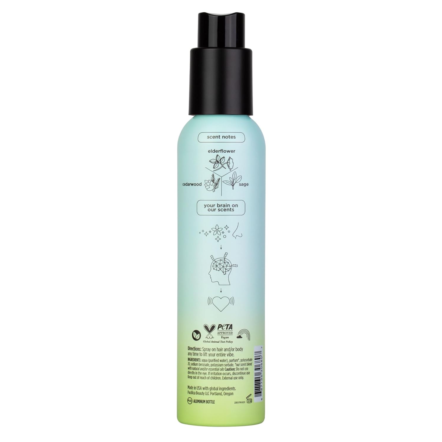 Pacifica Hair Mist Perfume & Full Body Spray for Women - Montana Sky Body Mist Fragrance w/Cedarwood, Elderflower, Black Pepper, Sage & Sandalwood Clean Beauty Alcohol-Free, Vegan & Cruelty-Free 5 oz - Cart Shape
