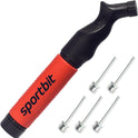 SPORTBIT Ball Pump for Sports Balls - Push & Pull Inflating System - Hand Pump for All Exercise Balls - Volleyball Pump, Basketball Inflator, Football & Soccer Ball Air Pump - Goes with 5 Needles Set