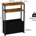 Narrow Side Table, Slim End Tables with Fabric Basket, Skinny Table for Small Spaces, Thin Bedside Table for Living Room, Bedroom
