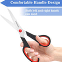 Scissors Set of 6-Pack, 8" Scissors All Purpose Comfort-Grip Handles, Sharp Scissor for Office Home School Craft Sewing Fabric Supplies, High/Middle School Student Teacher, Right/Left Hand