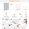 AWTATOS Cube Storage Organizer Storage 12 Cube Bookshelf DIY Plastic Closet Clothes Storage Shelves with Wooden Mallet, Stackable Storage Solution for Home, Bedroom, White