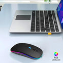 Wireless Bluetooth Mouse Rechargeable Laptop Mice with LED Use Portable(BT5.2 and USB 2.4G) Dual Mode Connection Silent Slim Computer Mouse for Laptop/iPad Tablet/Apple MacBook/PC (Black)