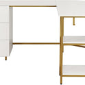 Techni Mobili L Shaped Desk - Two-Toned Computer Desk with Drawers & Storage Shelves - Simple Modern Furniture & Home Office Space Corner Table for Work & Writing