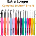 Yarniss Crochet Hooks,14 Size Crochet Set 2mm(B)-10mm(N), Ergonomic Crochet Hooks Set with Case for Beginner,Long Crochet Needles