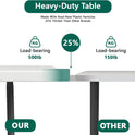 Folding Table 6ft - Heavy Duty Plastic Table with Handle, Foldable & Portable, Fold-in-Half Utility Tables for Outdoor, Dining, Wedding, Events, Indoor, Picnic, Camping, Party (White)