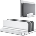 OMOTON [Updated Dock Version] Vertical Laptop Stand, Double Desktop Stand Holder with Adjustable Dock (Up to 17.3 inch), Fits All MacBok/Surface/Samsung/HP/Dell/Chrome Book (Silver)