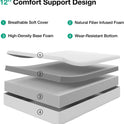 Novilla King Mattress, 12 Inch King Size Memory Foam Mattress with Comfort Foam for Pressure Relief & Cool Fresh Sleep, Removable Washable Cover,Mattresses in a Box,Medium Firm
