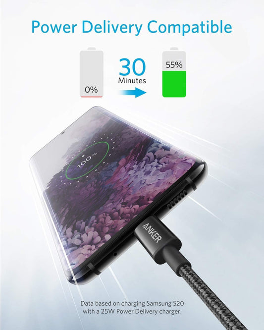 Anker USB C to USB C Cable, Type-C 60W Fast Charging Cable (6 FT, 5Pack) for iPhone 17 Series, iPad mini 6 and More (Black)
