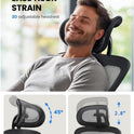 NOBLEWELL Ergonomic Office Chair with Padded Lumbar Support, 2D Headrest, Adjustable Armrests, Upgraded Contoured Seat Cushion, 130° Rocking Tilt, Computer Chair for Home Office, NWOC1-1