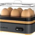Evoloop Rapid Egg Cooker Electric 6 Eggs Capacity, Soft, Medium, Hard Boiled, Poacher, Omelet Maker Egg Poacher With Auto Shut-Off, BPA Free