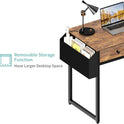 Lufeiya Small Computer Desk with 2 Drawers for Bedroom, 31 Inch Home Office Desk with Storage Fabric Drawer and Bag, Study Writing Table for Small Spaces, Rustic Brown