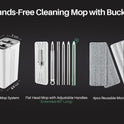 JOYMOOP Mop and Bucket Set with Wringer, Flat Mops for Floor Cleaning, Wall Mop Cleaner with Long Handle, Hardwood Floor Mop with 4 Microfiber Pads